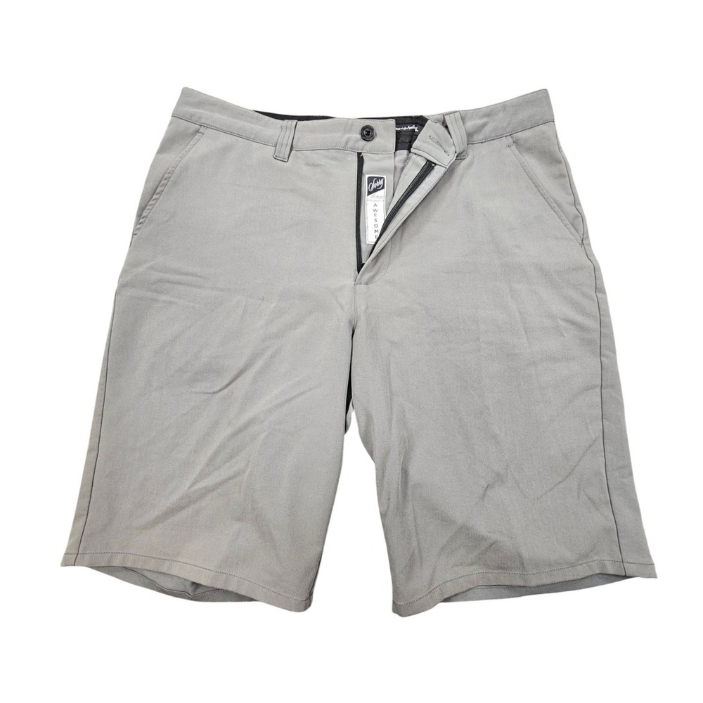 TravisMathew Beck Golf Shorts‎ Mens 34 Gray Performance Stretch Chino 10" Inseam